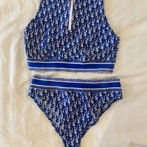 Dior Oblique Two-Piece Swimsuit – Blue & White